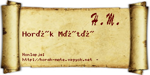 Horák Máté névjegykártya