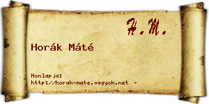 Horák Máté névjegykártya